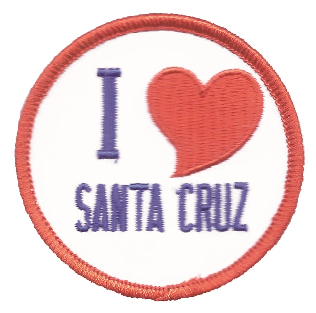 I (red heart) SANTA CRUZ souvenir embroidered patch