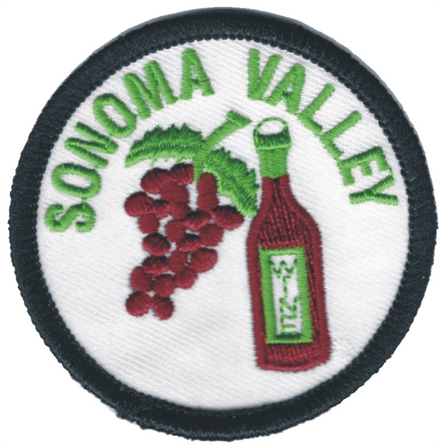 SONOMA VALLEY wine & grapes souvenir embroidered patch