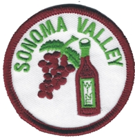 SONOMA VALLEY wine & grapes souvenir embroidered patch