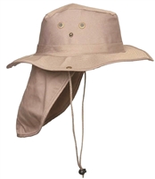 bush hat with a back flap to protect the back of the neck.