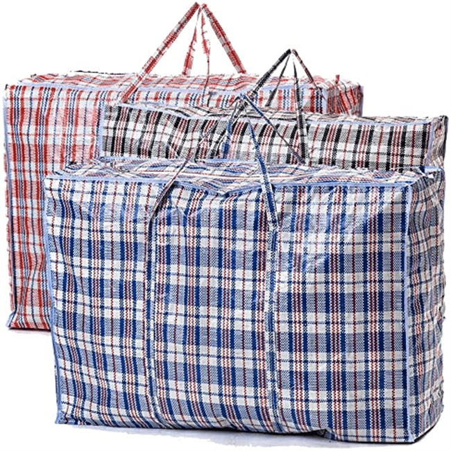 strong plastic zippered large shopping bag