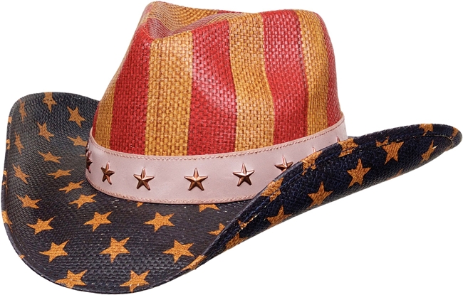 US flag cowboy straw hat