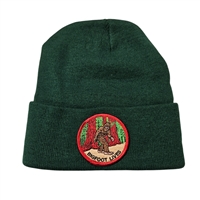 BIGFOOT LIVES green knit beanie.