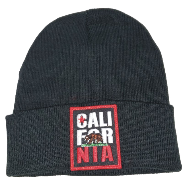 CALI FOR NIA black knit beanie