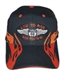 Orange side flame Route 66 black cap.