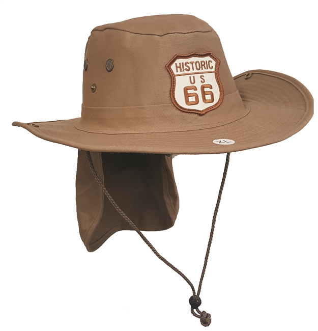 ROUTE 66 bush hat with a back flap to protect the back of the neck.