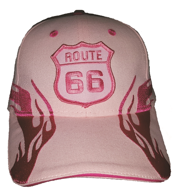 Pink side flame Route 66 cap