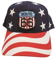 ROUTE 66 flag shield on USA print cap