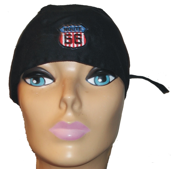 ROUTE 66 black headwrap (doo rag)