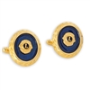 Gold/Blue Enamel Logo Cufflinks