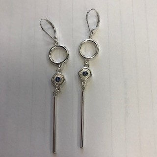Silver Drop Logo Earrings