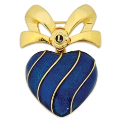 Blue Heart Bow Pin