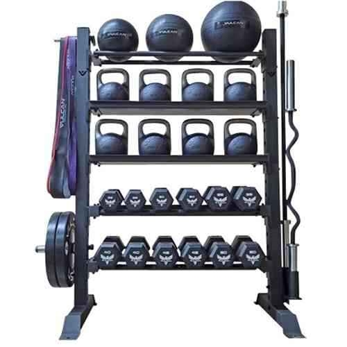 Weights Storage Rack for Dumbbells, top Kettlebells, and Weight Plates Gym Equipmen