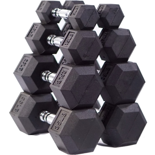 Hex Rubber Dumbbells