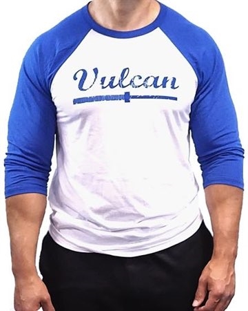 Vulcan Abused Barbell Baseball Tee- Blue