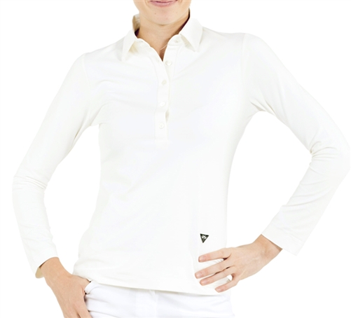 WALTER GENUIN ESSENTIALS - Long Sleeve Polo - white