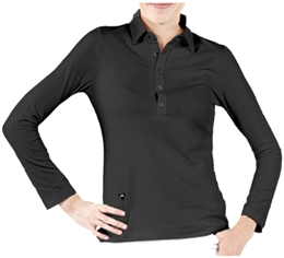 WALTER GENUIN ESSENTIALS - Long Sleeve Polo - black