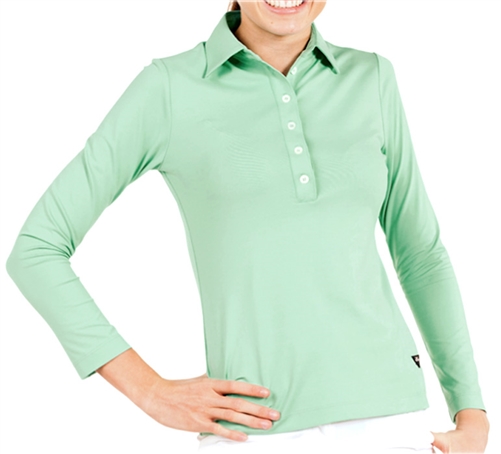WALTER GENUIN ESSENTIALS - Long Sleeve Polo - watergreen