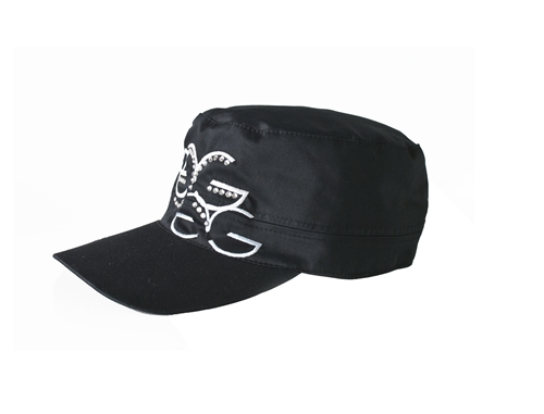 WALTER GENUIN COTTON CAP WITH SWAROVSKI(R) - BLACK