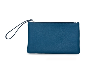 MAXIMA LEATHER WRISTLET POUCH - blue