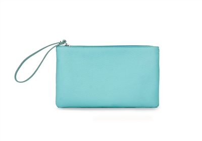 MAXIMA LEATHER WRISTLET POUCH - turquoise