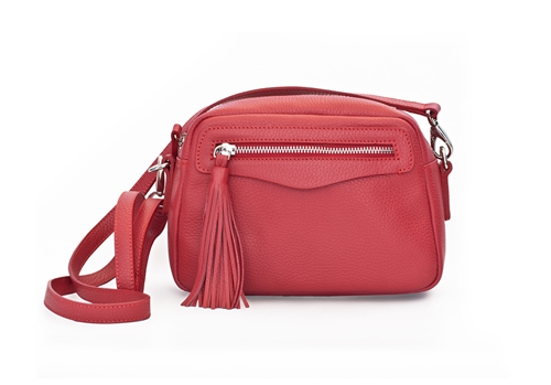 MAXIMA LEATHER SHOULDER BAG - red