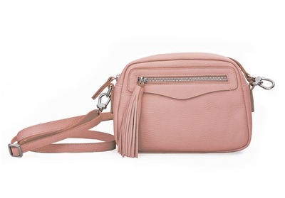 MAXIMA LEATHER SHOULDER BAG - pink