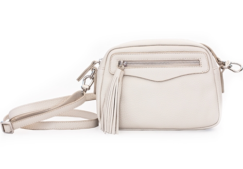 MAXIMA LEATHER SHOULDER BAG - cream