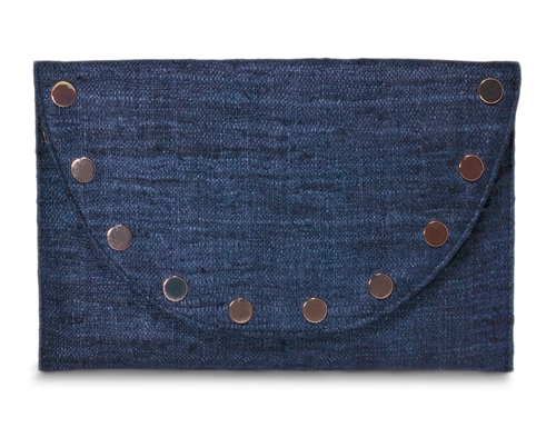 MARBELLA CLARISSA CLUTCH  - blue silk