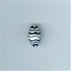 Asian Blue and White Bead - Oval wave motif 3/4 in