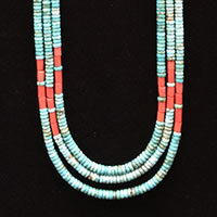 Photo of Santo Domingo Turquoise & Coral Heishi Necklace