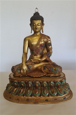 Photo of Tibetan Buddha, Gold Wash over Bronze, Early 20th Century