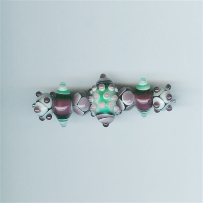 7 Am Lampwork Beads - Peppermint