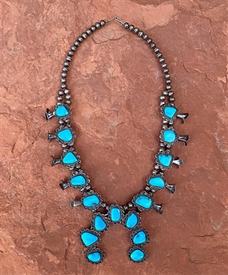 Photo of Navajo Squash Blossom Necklace, Circa 1965