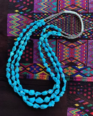Photo of Sleeping Beauty Turquoise necklace, Pueblo Santo Domingo (Kewa), Circa 1990
