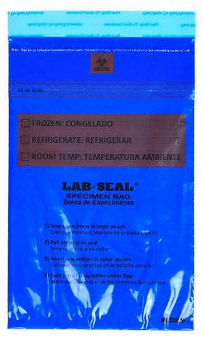 Specimen Bags Lab SealÃ‚Â®Tamper-Evident with Removable Biohazard Symbol - Blue Tint| Prism Pak