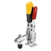 557180 Vertical toggle clamp with safety latch. Size 3, yellow.