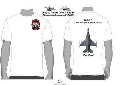 34th FS F-16 Squadron T-Shirt, USAF Licensed Product