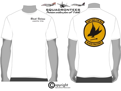 429th TFS Black Falcons Logo Back Squadron T-Shirt D1, USAF Licensed Product