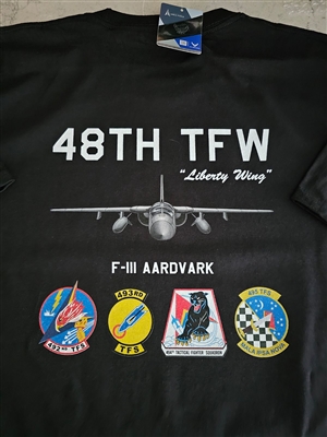 48th TFW F-111 Statue of Liberty Wing Squadron T-Shirt D3, USAF Licensed Product