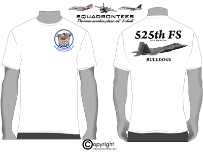 525th FS Bulldogs F-22 Raptor Squadron T-Shirt D6, USAF Licensed Product