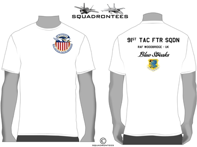 91st TFS Blue Streaks Squadron T-Shirt D2, USAF Licensed Product