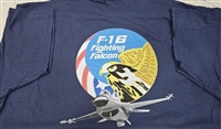 F-16 Fighting Falcon General Logo Back - Premium Plane Art Squadron T-Shirt