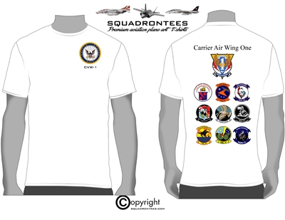 CVW-1 Logo Back Squadron T-Shirt D2 - USN Licensed Product