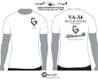 VA-34 A-6 Blue Blasters Squadron T-Shirt - USN Licensed Product