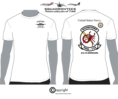 VAQ-132 Scorpions EA-18 Logo Back Squadron T-Shirt - USN Licensed Product