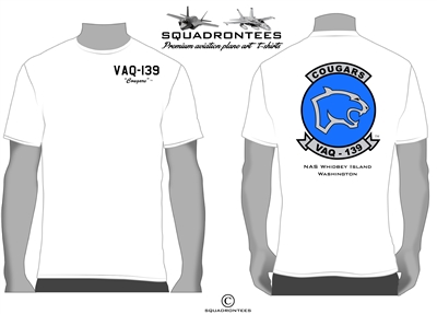 VAQ-139 Cougars Logo Back Squadron T-Shirt - USN Licensed Product