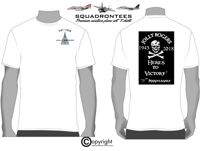 VF-103 Jolly Rogers Here's to Victory Squadron T-Shirt - USN Licensed Product