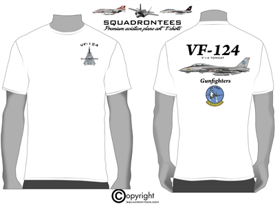 VF-124 Gunfighters F-14 Tomcat Squadron T-Shirt D2 - USN Licensed Product