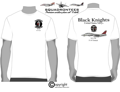 VF-154 Black Knights F-14 Tomcat Squadron T-Shirt D6, USN Licensed Product